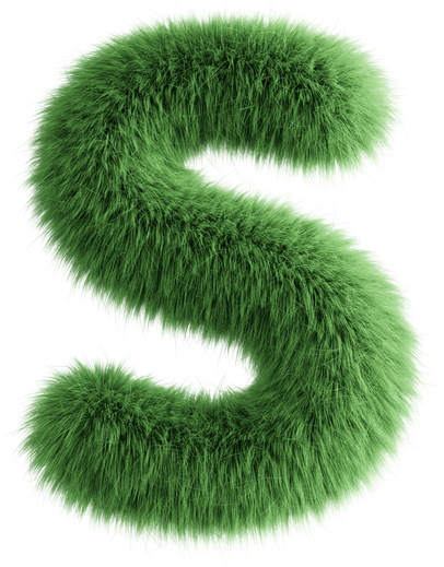 Green 3D Fluffy Letter S